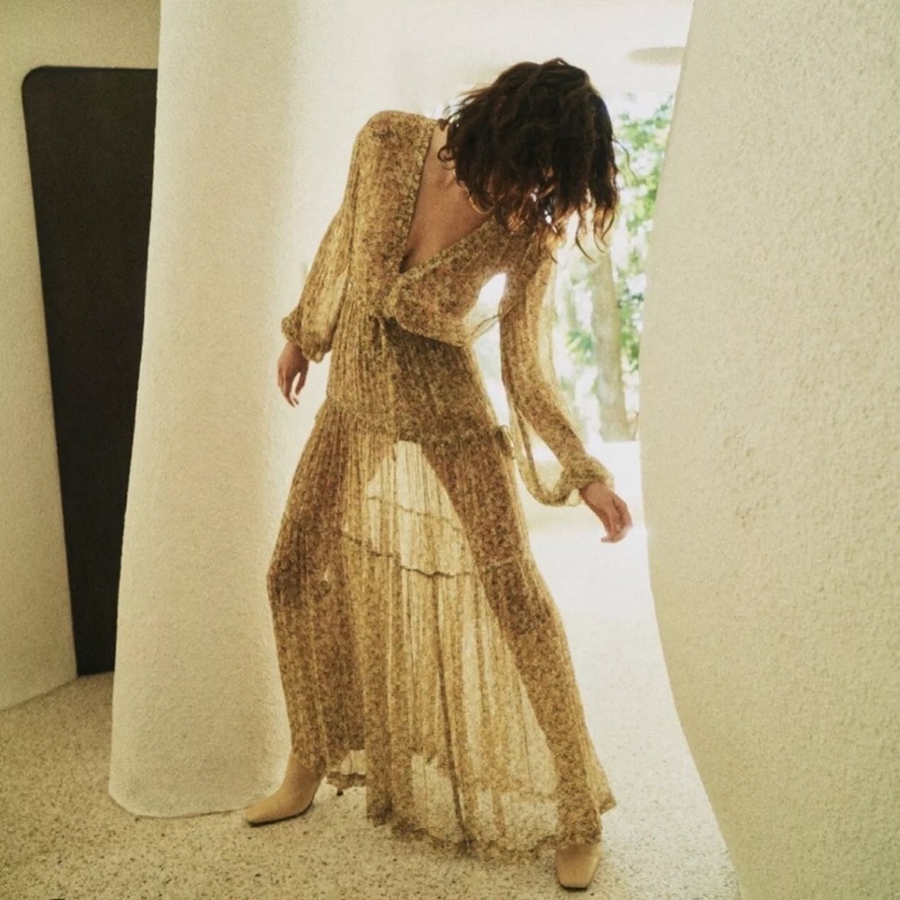 NEW BEC AND BRIDGE GOLDEN FIELDS LONG SLEEVE MAXI DRESS SZ 6 NWT​​​​​